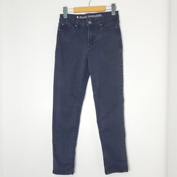 R Jeans The Vintage Black Denim Straight Leg High Rise Skinny Jeans Pant Size 26 - Picture 1 of 14